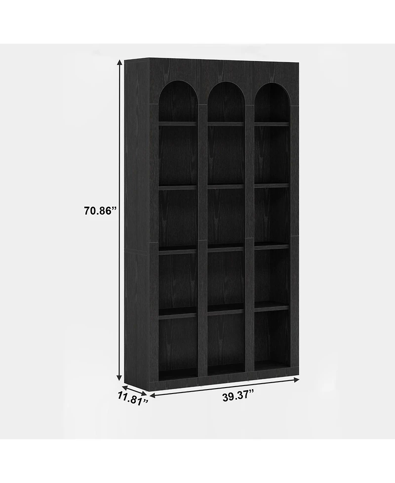 Slickblue 70.8 Inch Wooden Bookcase with 5 Storage Display Shelves