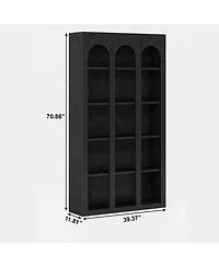 Slickblue 70.8 Inch Wooden Bookcase with 5 Storage Display Shelves