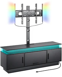 Sugift 60 in Tv Stand with Built-In Mount for 32-75 in TVs, 3-Tier Entertainment Center with Power Outlets and 16-Color LEDs