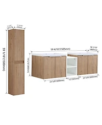 Sillysis Modern Wall Mounted Double Sink Bathroom Vanity Set