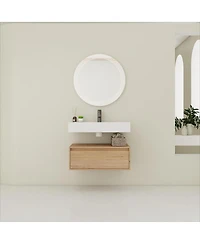 Sillysis 30 Inch Wall Mounted Bathroom Vanity with Resin Sink, Soft Close Drawer, Ample Storage for Modern Small Spaces