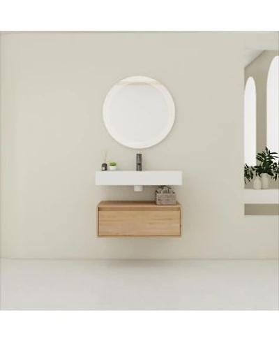 Sillysis 30 Inch Wall Mounted Bathroom Vanity With Resin Sink Soft Close Drawer Ample Storage For Modern Small Spaces