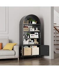 Boyel Living Metal Arched Bookcase Cabinet, Wide Tall Bookshelf with Glass Doors and Adjustable Shelves