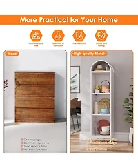 Boyel Living 63" H Arch Display Bookcase, Metal Pantry Storage Shelf with 2 Adjustable Shelves for Kitchen Office