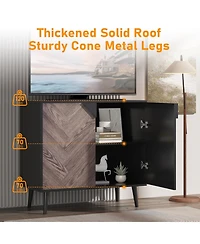 homfan Storage Cabinet with Shelf and Doors, Modern Sideboard Buffet with Storage, Free Standing Accent Cabinet for Dining Room, Living Room, Entryway