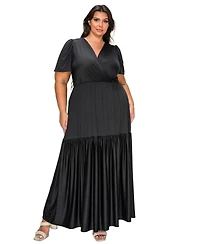 L I V D Women's Plus Violetta Tiered Surplice Dress