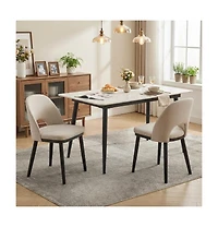 homfan Set of 2 Wooden Dining Chairs, Upholstered Fabric Room Chairs with High Back and Deep Seat, Modern Farmhouse Kitchen
