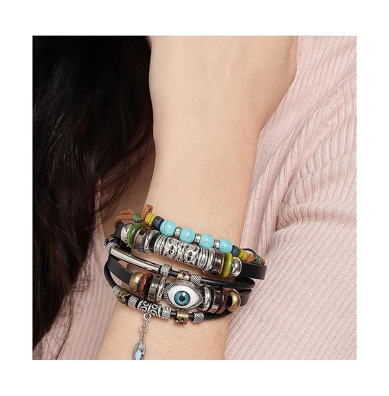 Sohi Women's Evil Eye Layered Bracelet