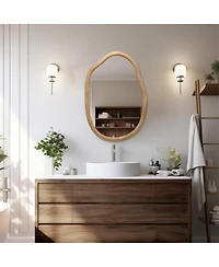 Laoties Modern Irregular Pond Shaped Decorative Mirror for Bathroom, Entryway and Living Room