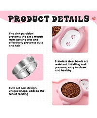 Aronkl Cat Dog Food Water Bowl Set with Silicone Mat Automatic Water Dispenser
