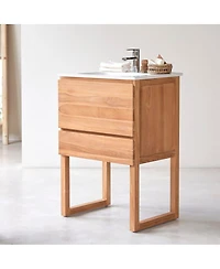 Tikamoon Edgar solid teak and ceramic bathroom cabinet 60 cm