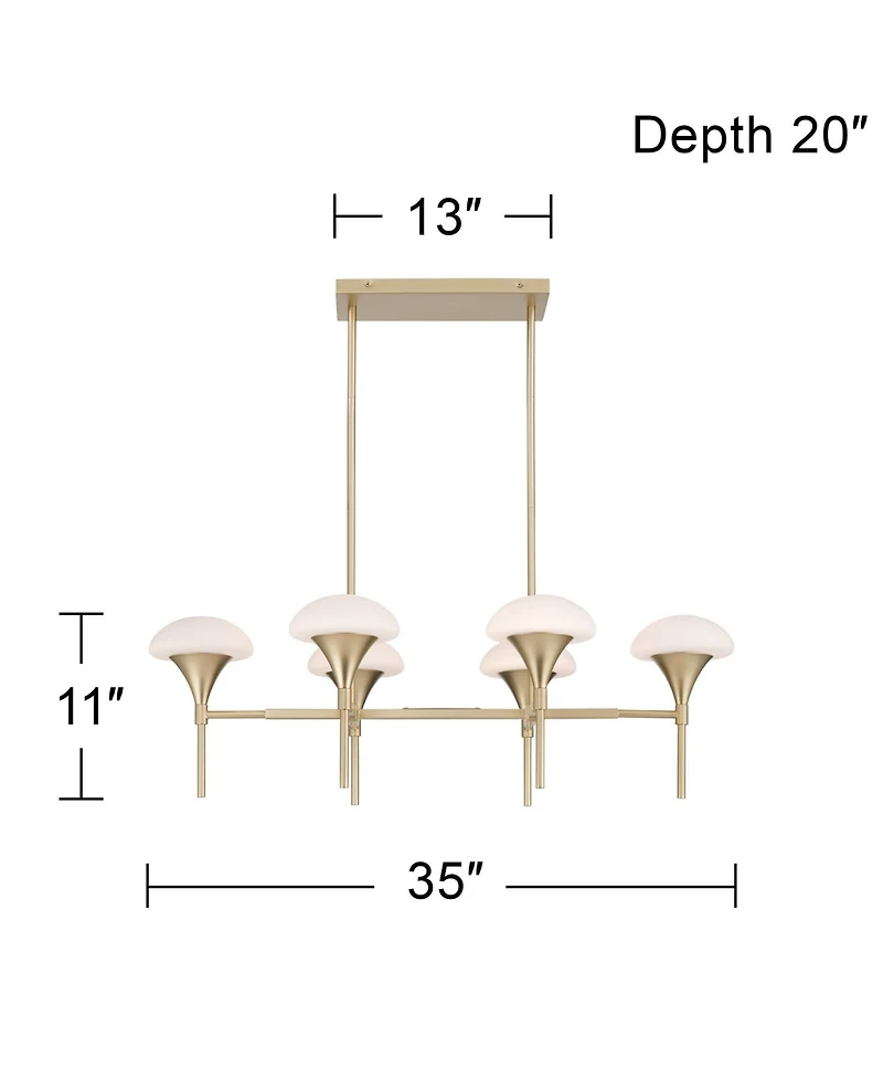 Possini Euro Design Davinos Wide Satin Gold 6-Light Linear Pendant Light