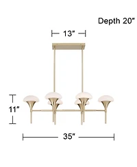 Possini Euro Design Davinos Wide Satin Gold 6-Light Linear Pendant Light