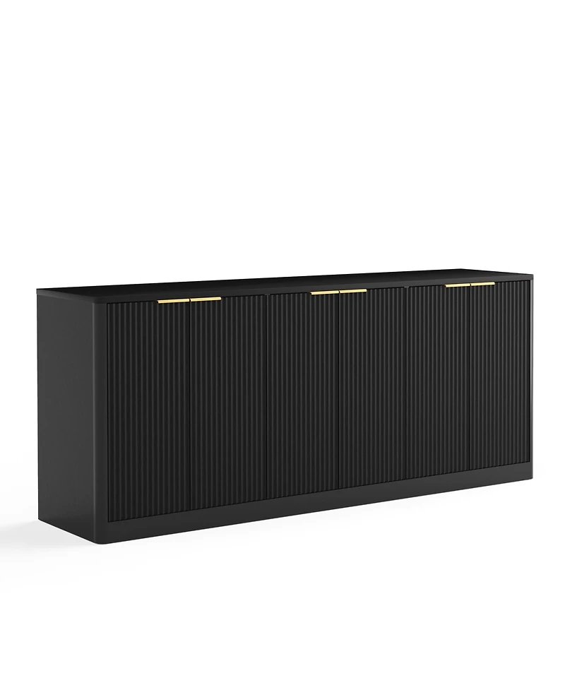 Streamdale Furniture 67 Inch Modern Wavy 6-Door Storage Sideboard