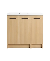 Sillysis 36 Inch Freestanding Bathroom Vanity with Modular Storage Cabinets, Integrated Resin Sink