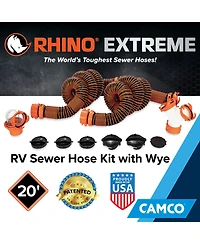 Camco Rhino Extreme 20 Feet Sewer Hose Kit with 360 Degree Clear Swivel Wye Fitting