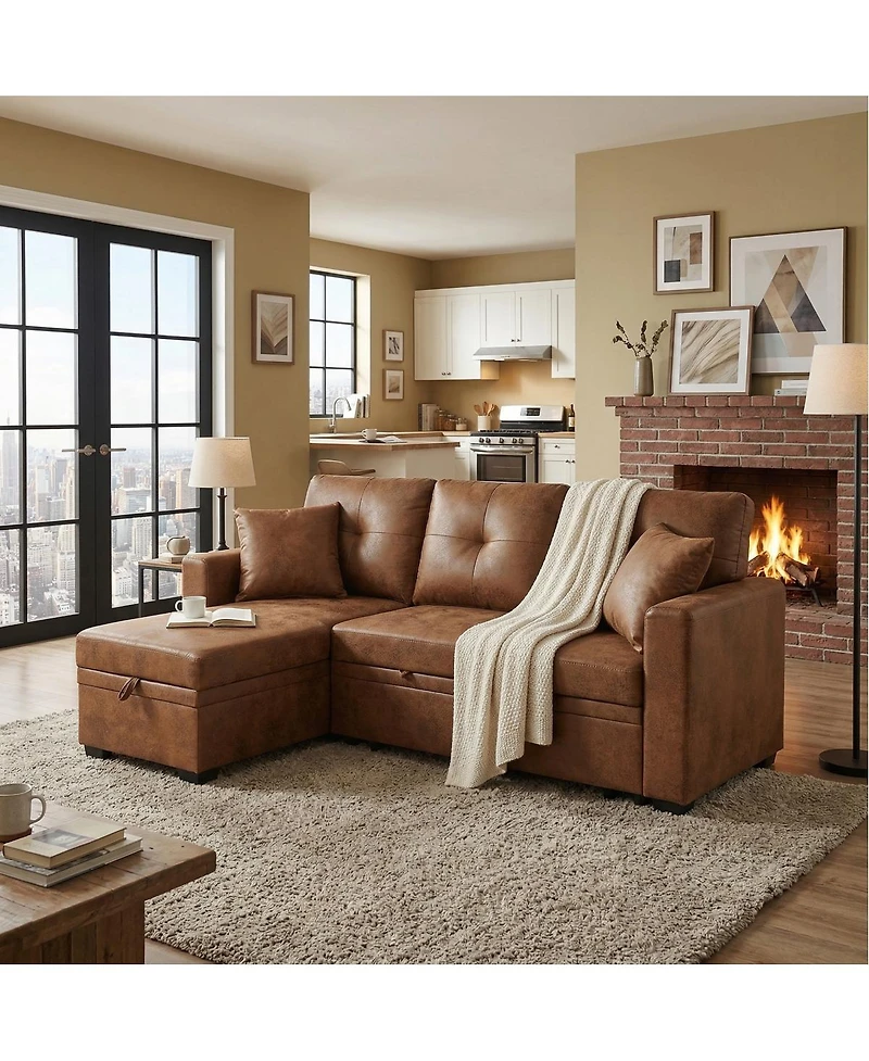 Streamdale Furniture Reversible Sectional Sleeper Sofa with Storage