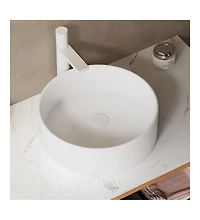 Midola 14" Bathroom Sink Bathroom Vanity, Round Vessel Ceramic Basin without Faucet for Bathroom