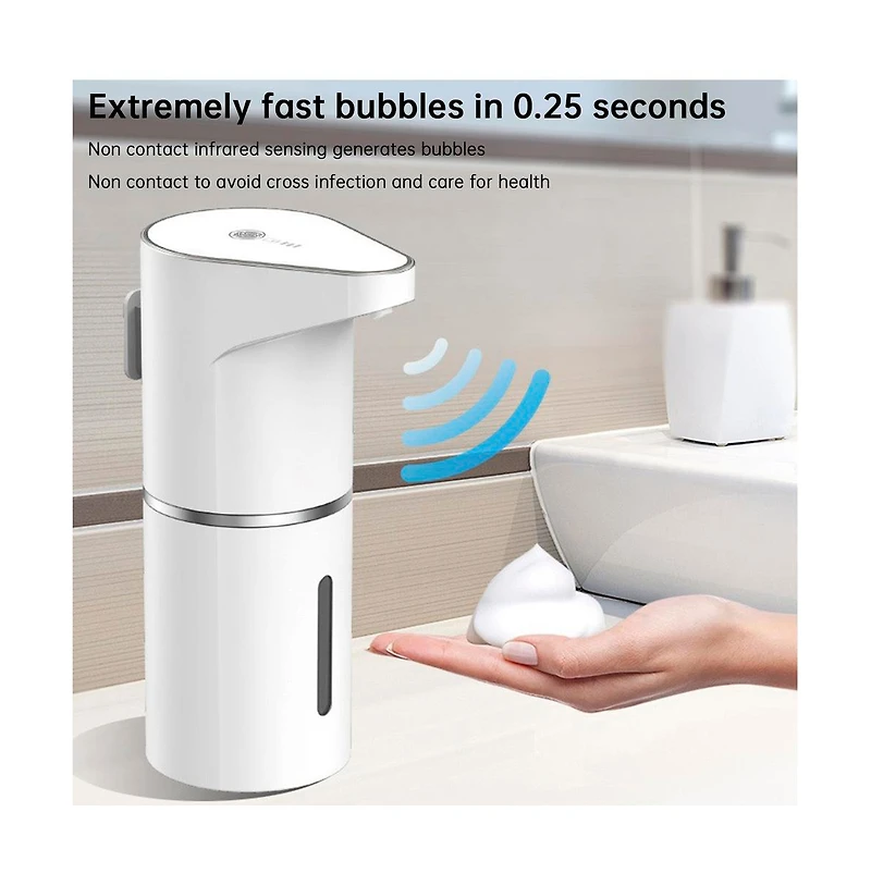 Topteng Touchless Foam Soap Dispenser – 11.8oz Wall Mount, Rechargeable and 3 Level Foam