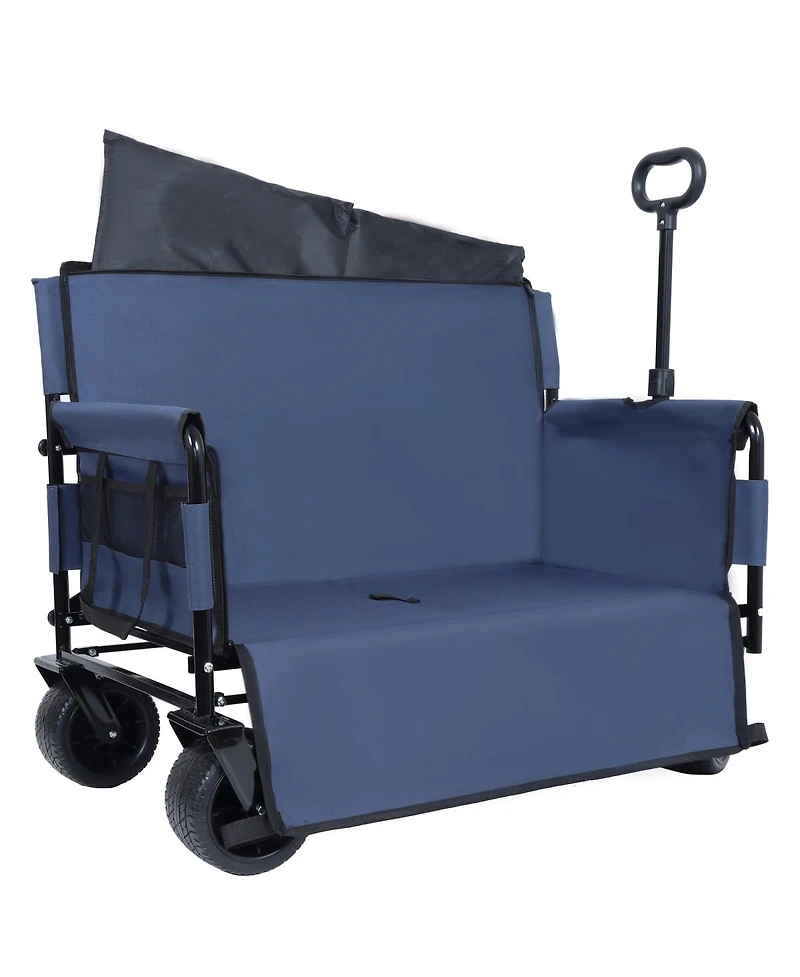 Streamdale Furniture3-in-1 Folding Wagon Cart with Bench Seat 500lbs Capacity