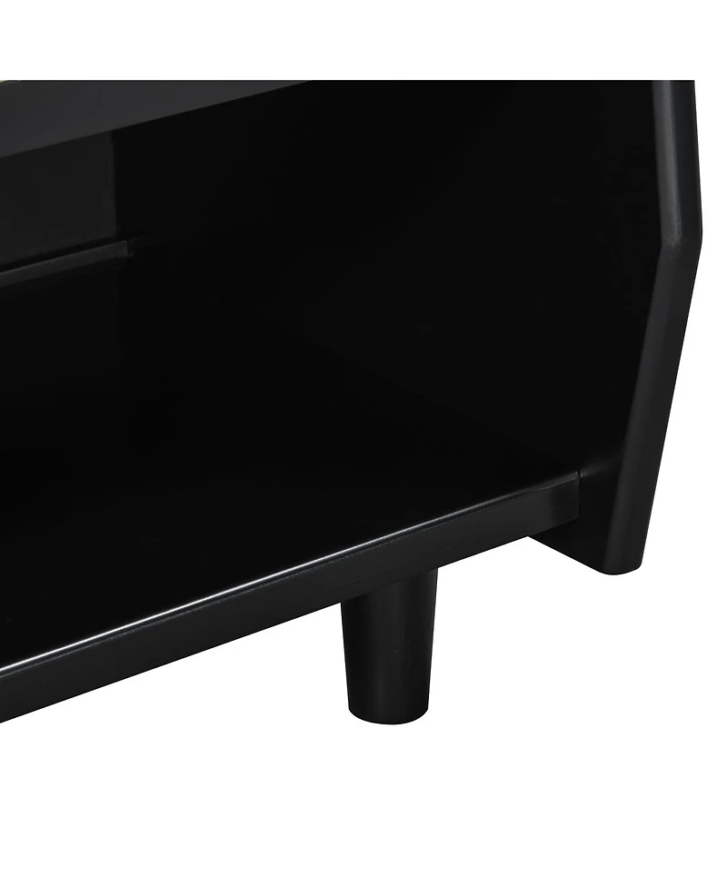 Streamdale Furniture Rattan Nightstand with Drawer and Open Shelf