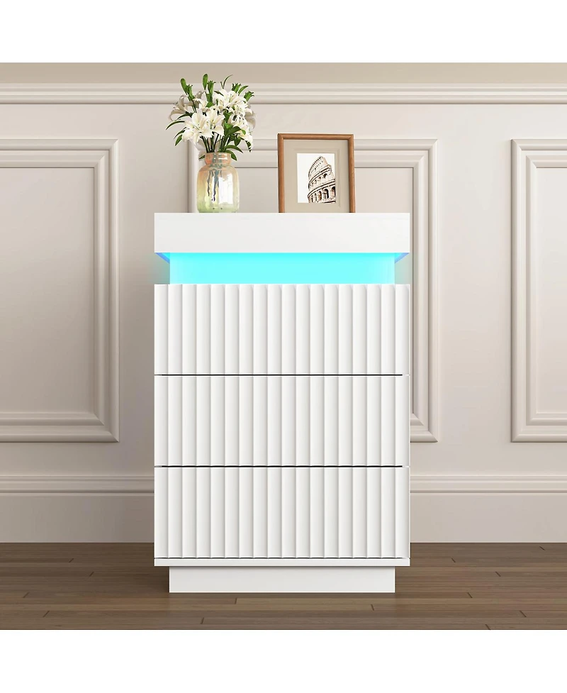 Streamdale Furniture (Set of 2) End Table with Usb C Charging 2 Drawers and Led Lights