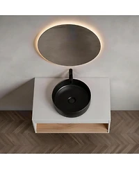 Sillysis Inch Wall Mounted Bathroom Vanity with Vessel Sink, Floating Plywood Cabinet