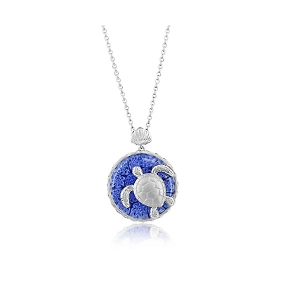 Simona Sterling Silver Floral Venetian Murano Glass Turtle Necklace