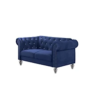 New Classic Furniture Emma Velvet Fabric Loveseat with Rolled Arms