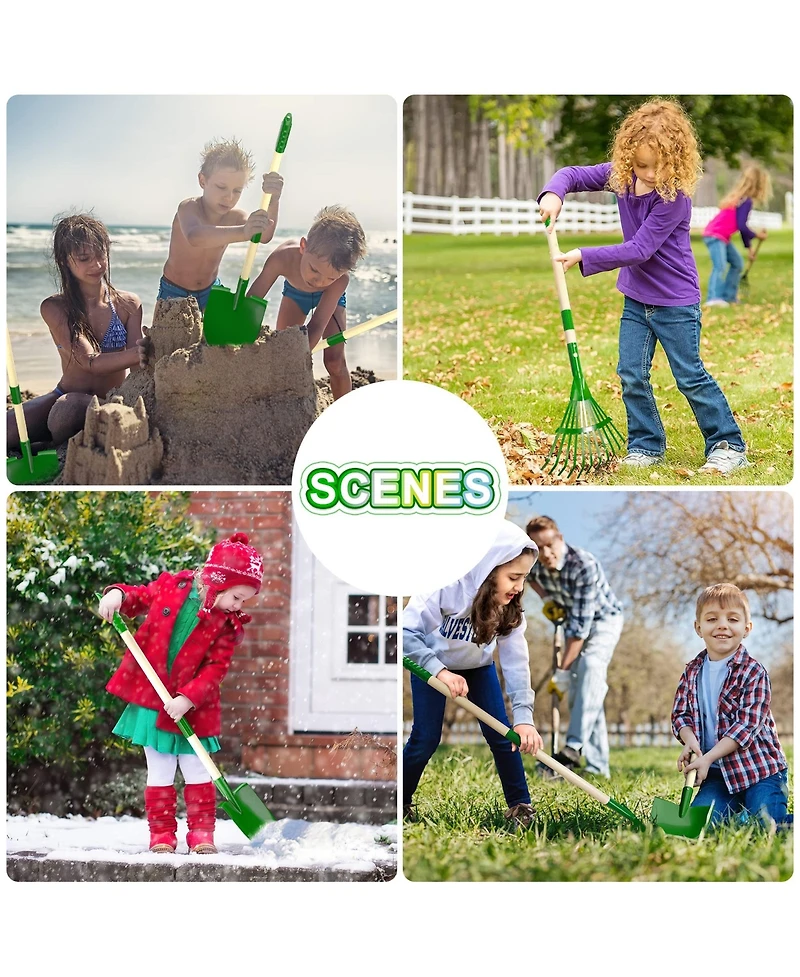 Xdovet Gardening Tools Set Kids Wheelbarrow Shovel Rake Yard Outdoor Toy