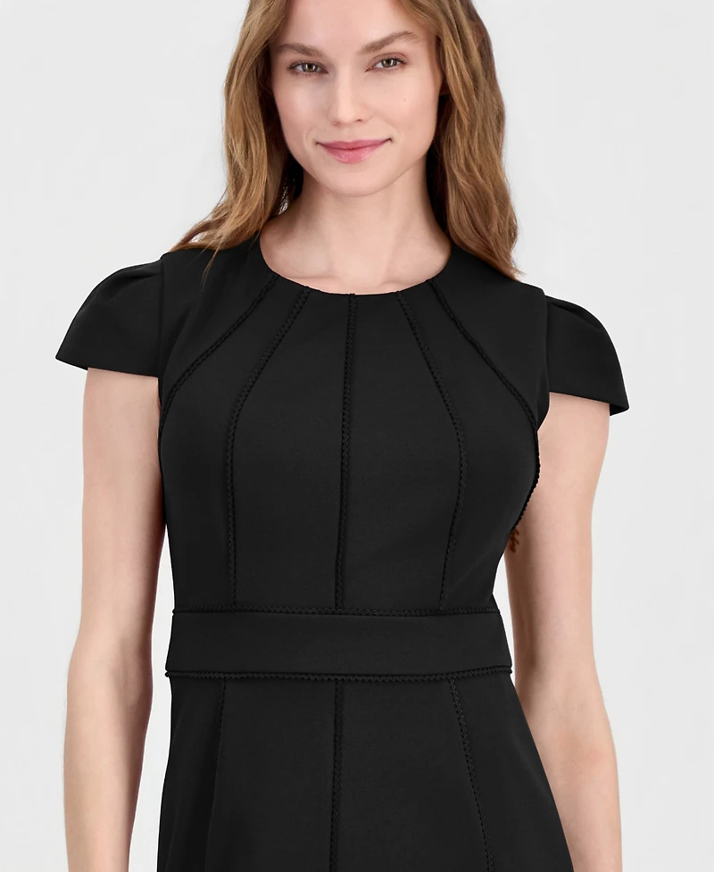 Anne Klein Women's Trim Seam Detail Crewneck Sheath Dress