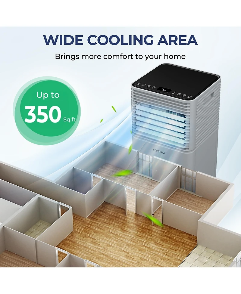 Costway 6000 Btu (10000 Btu Ashrae) Portable Air Conditioner 3-in-1 Air Cooler w/Dehumidifier and Fan Mode