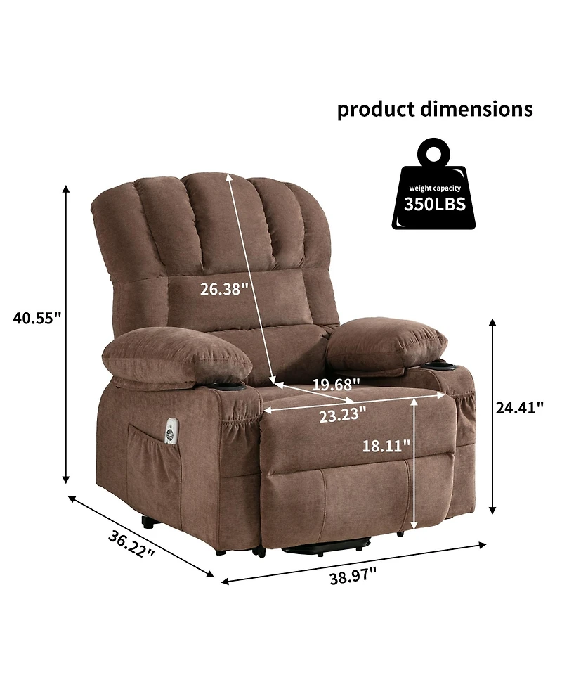 Clihome Power Lift Recliner Chair Recliners for Elderly with Heat and Massage Recliner Chair for Living Room with Infinite Position and Side Pocket