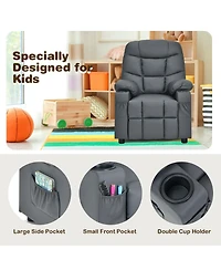 Gouun Kids Reclining Lounge Chair with Cup Holders, Side Pockets and Footrest