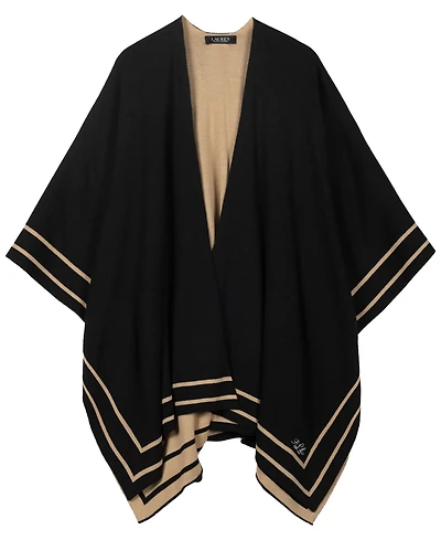Lauren Ralph Reversible Border Stripe Ruana
