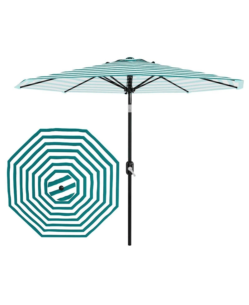 homfan 9Feet Outdoor Patio Umbrella, Windproof And Uv Protected, Crank And Push-Button Tilt, Waterproof Canopy For Garden, Deck, Pool And Yard
