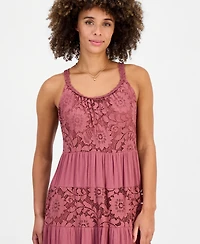 Robbie Bee Women's Lace-Trim Maxi Dress