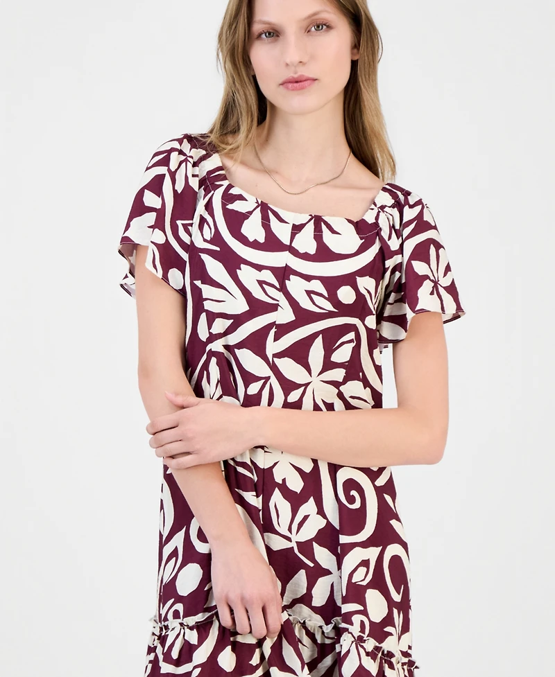 Robbie Bee Women's On-Off Shoulder Flutter-Sleeve Dress