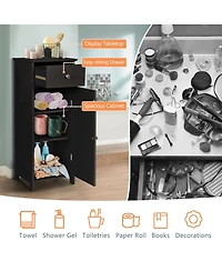 Volenca Slim Bathroom Cabinet with Drawer and Adjustable Shelf, 34-in H