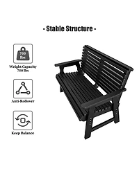 Mega Casa Hdpe All-Weather Outdoor Bench, Heavy-Duty Garden Patio Park Bench with Supportive Backrest for Porch and Backyard