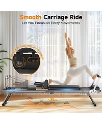 Fed Fitness Foldable Aluminum Pilates Reformer with Jump Board, Multifunctional Pilates Exercise Machine for Home Workout, 300 Lbs Weight Capacity