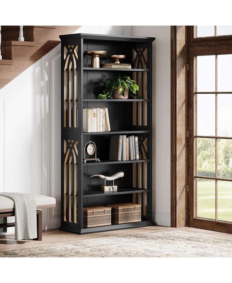 Tribesigns 6-Tier Bookshelf Set of 2, 75-Inch Tall Bookcase, Large Bookshelves and Bookcases Freestanding Display Shelves, Wood Book Shelf for Living