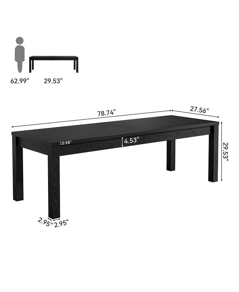 Tribesigns 78.7" Large Dining Table for 6 8 10, Solid Wood Rustic Kitchen Table, Modern Farmhouse Rectangular Desk