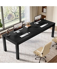 Tribesigns Solid Wood Extra Long Desk 2-Person Desk, 78.7 Inches Double Computer Table, Farmhouse Work Writing Study Workstation
