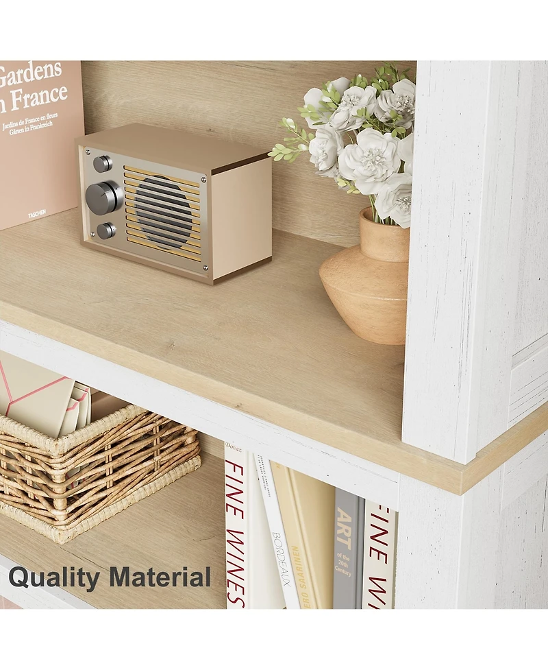 gaomon Modern Farmhouse 5-Tier Wooden Bookcase – 71" Tall Bookshelf with Adjustable Shelves, Sturdy Wood Frame and Legs, Large Sturdy Display Shelf