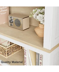 gaomon Modern Farmhouse 5-Tier Wooden Bookcase – 71" Tall Bookshelf with Adjustable Shelves, Sturdy Wood Frame and Legs, Large Sturdy Display Shelf