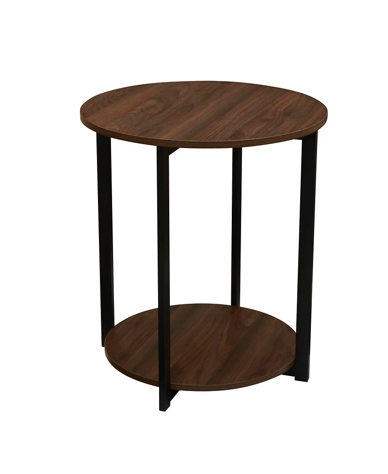 Household Essentials Jamestown Round End Table with Storage Shelf