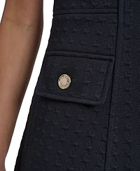 Tommy Hilfiger Women's Short-Sleeve Textured Knit Front Zipper Shift Dress