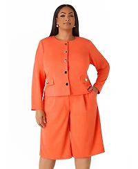 Ashley Stewart Women's Button Detailed Crepe Jacket