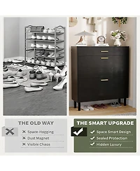 Homfan Space-Saving Shoe Storage 3 Drawers, Adjustable 3-Tier Shelves for Entryway, Hallway, Porch – Fits Slippers, Sneakers, Heels, Boots
